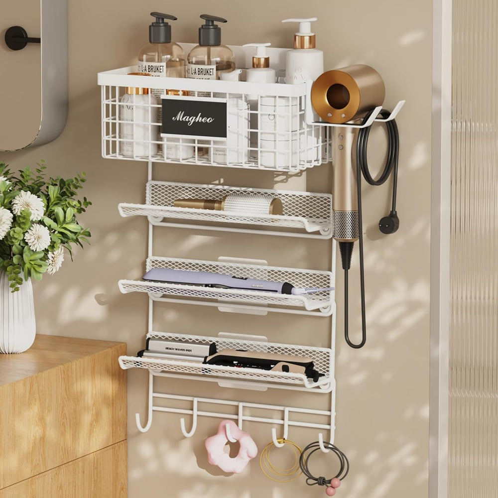 Magheo Hair Dryer Holder Wall Mounted, Adheisve Hair Tool Organizer for hair ...