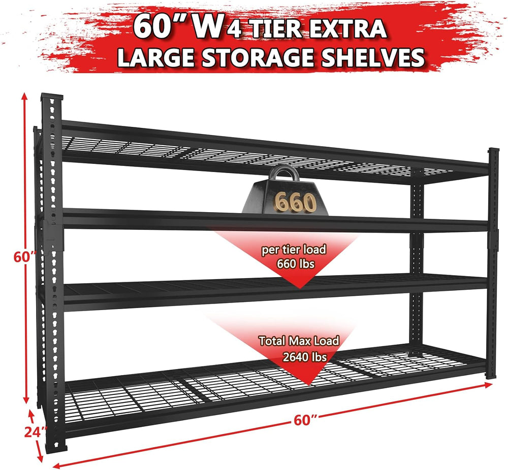 Storage Shelves, Garage Shelving Heavy Duty 2640LBS Capacity, 60"L x 24&...
