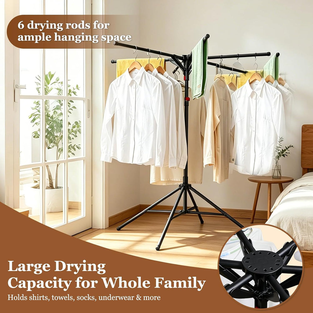 Adjustable Collapsible Umbrella Style Clothes Drying Rack, 4Legs6Telescopic A...