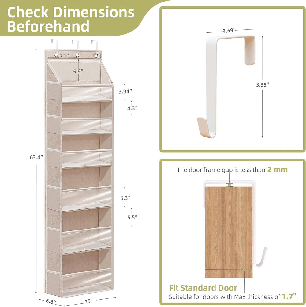 Over Door Organizer with 6 Extra Large Pockets 12 Side Pockets, Sturdy Closet...