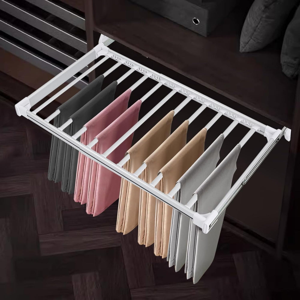 11 Arms Slide Out Pants Rack Closet Pants Hanger Bar Pull Out Trousers Rack T...