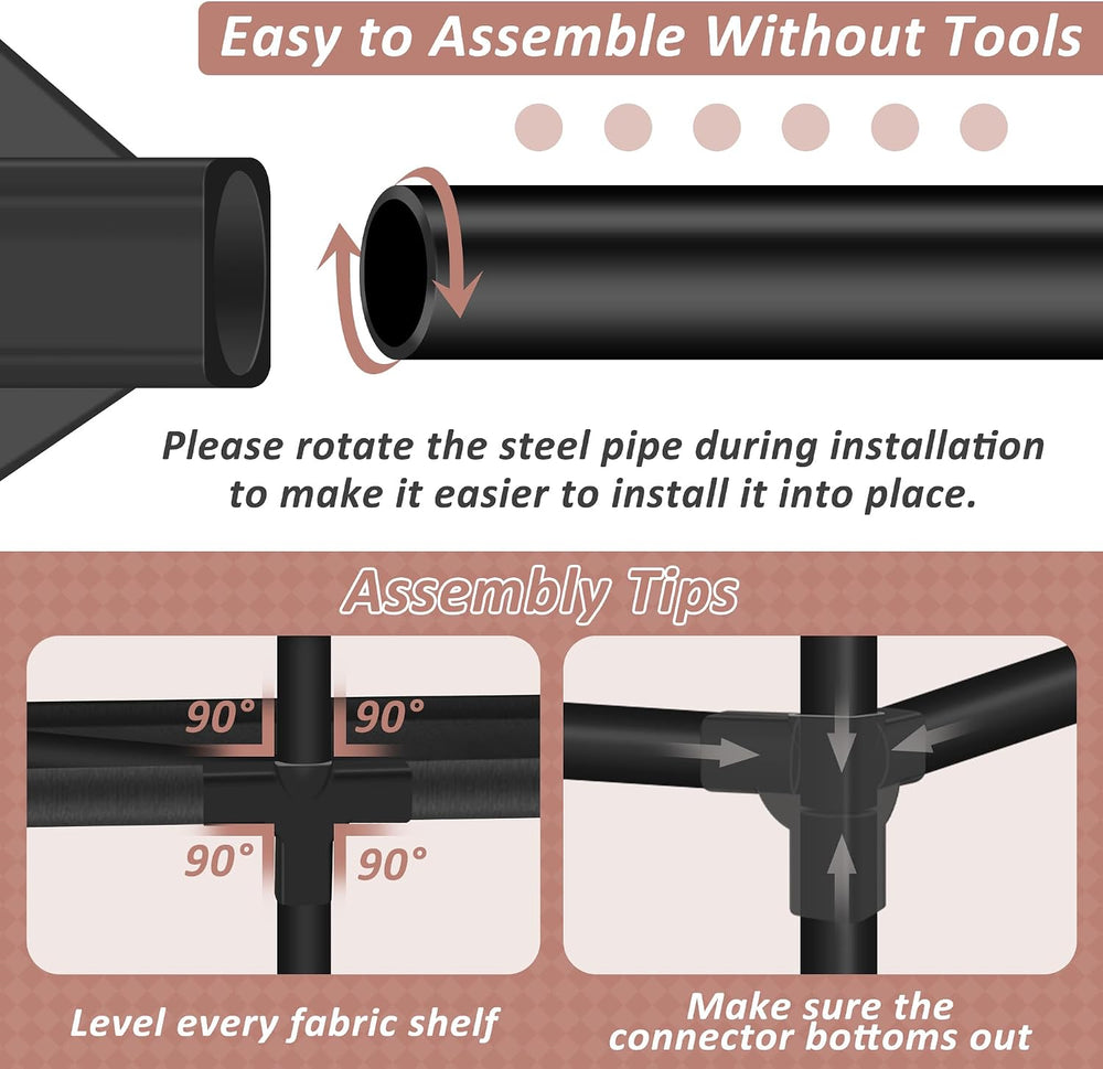 Wardrobe Closet, Quick and Easy Assembly, Black Portable Closet