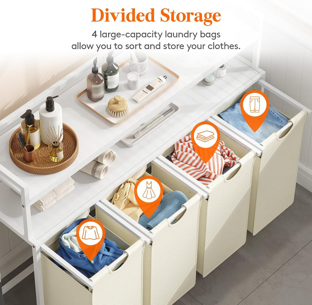 Lifewit Laundry Hamper 4 Section, 168L Pull out Laundry Clothes Basket Organi...