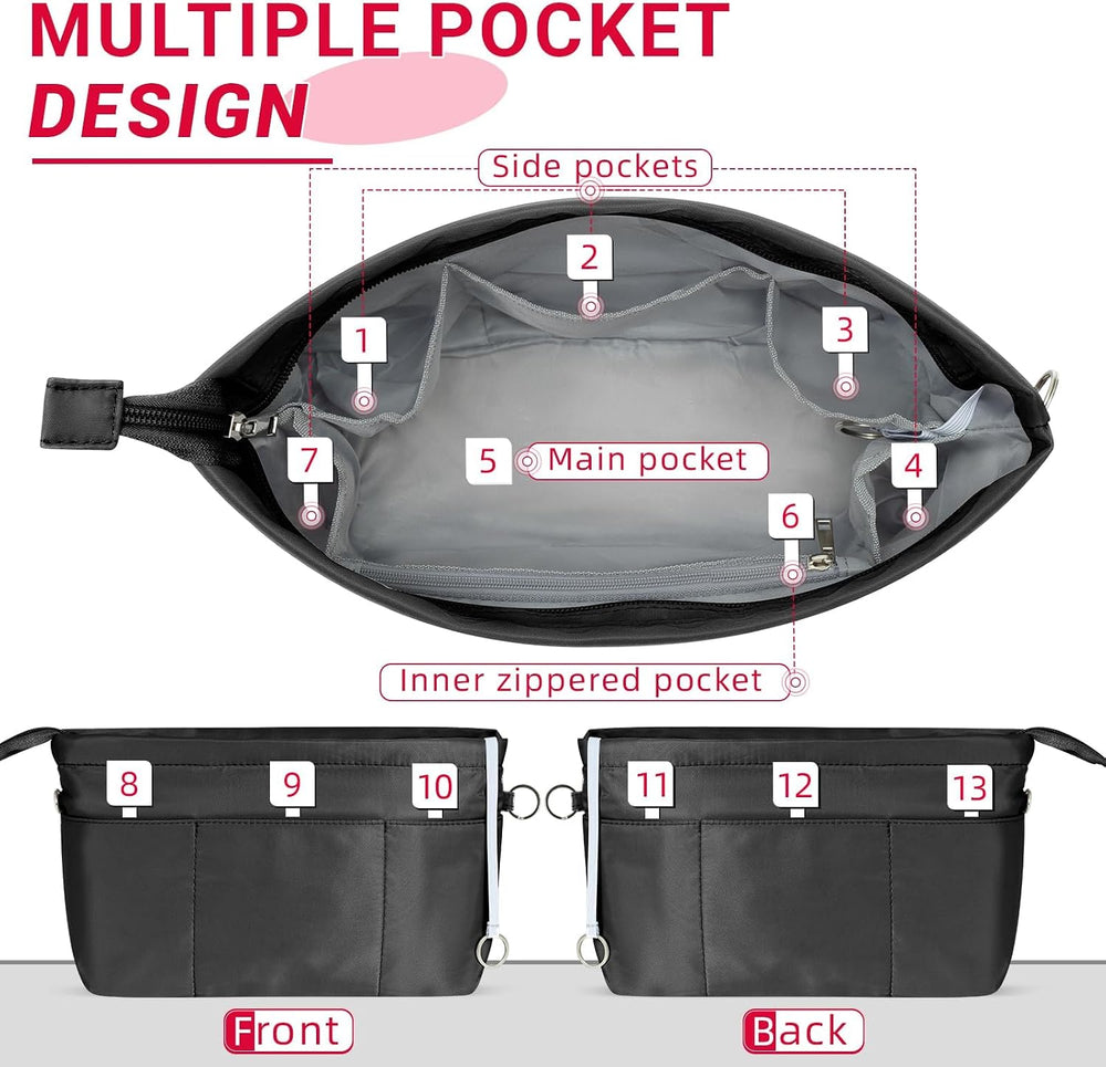 HyFanStr Purse Organizer Insert with Zipped Top for Tote Bag, Handbag Shaper ...