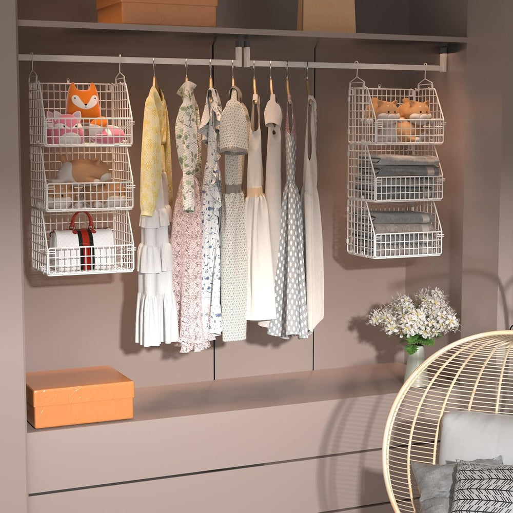 PUPPYCUTE Hanging Closet Organizer and Storage, Clothes Hanging Shelves Wire ...