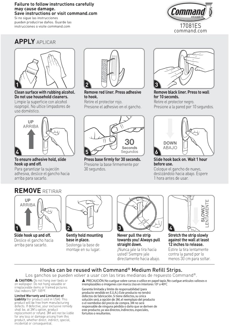Command Medium Designer Hooks, 6 Hooks and 12 Strips, Damage-Free Hanging Wal...