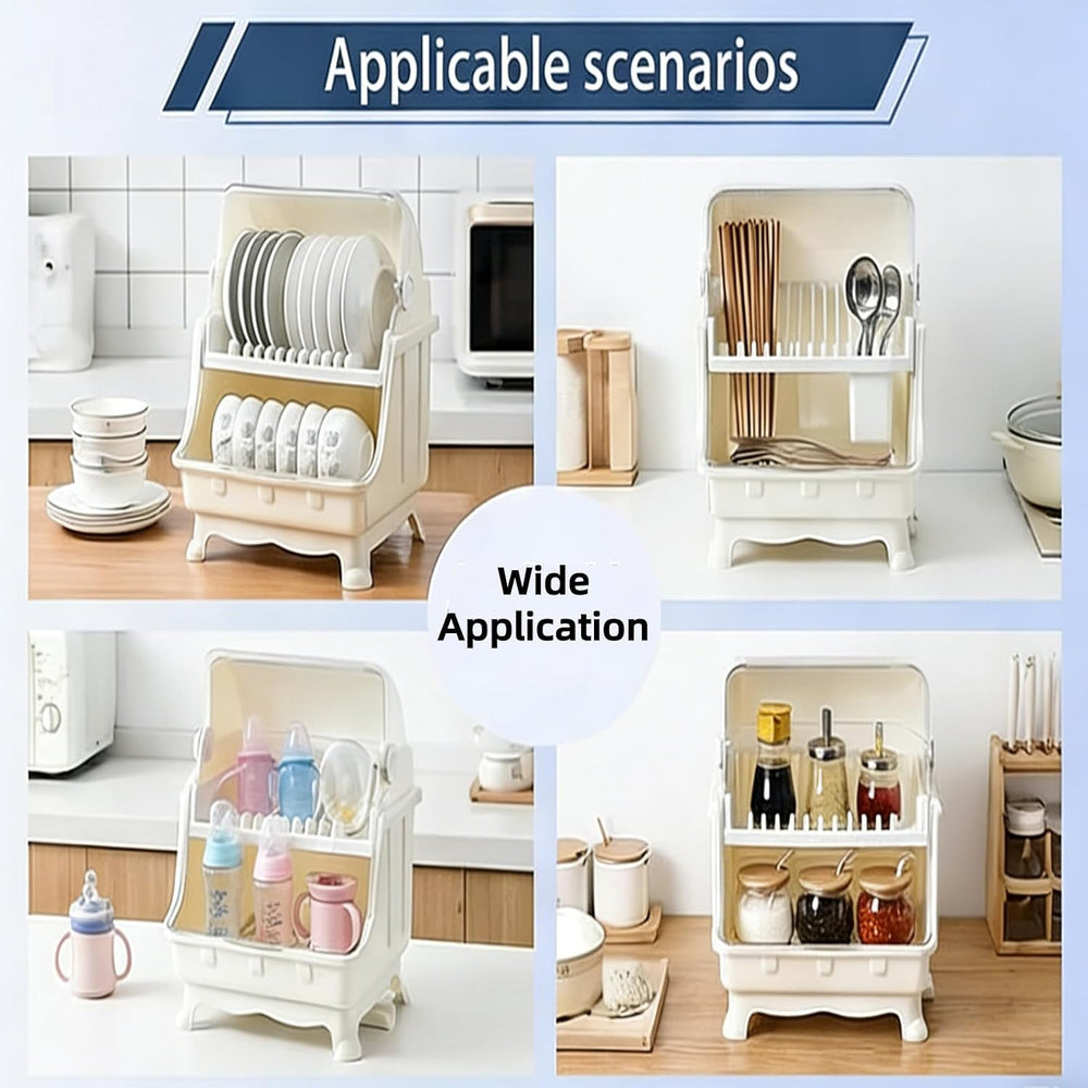 Pilipane Dish Drying Rack, Bottle Dryer Holder with Cover Lid and Removable D...