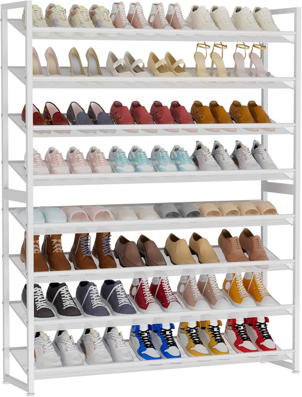 Large Shoe Rack 8 Tier Shoe Organizer, Heavy Duty Metal 4-Tier Stackable Shoe...
