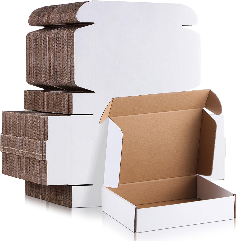 Qilery 200 Pcs 6.1 x 4.02 x 1.26 Inches Mailing Boxes White Mailer Boxes