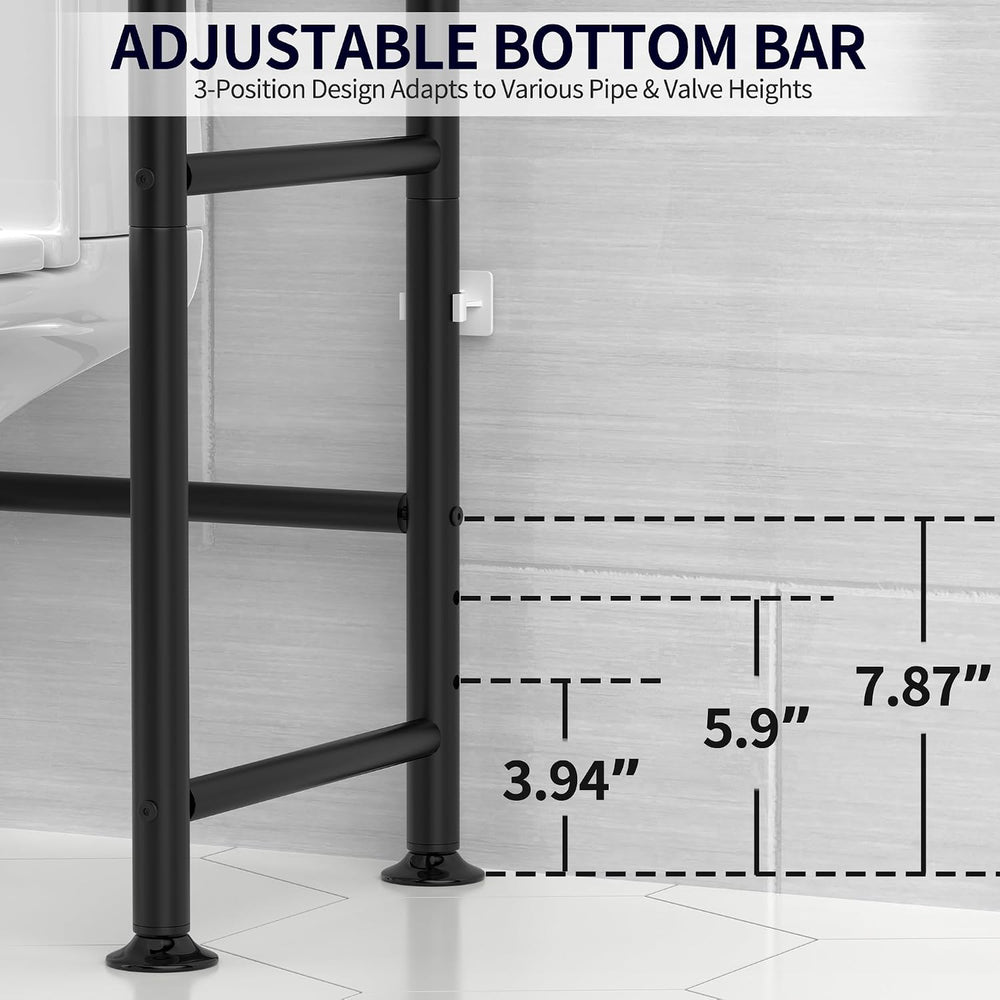 3-Tier Over Toilet Storage Cabinet, No Drilling, 64" H, Black