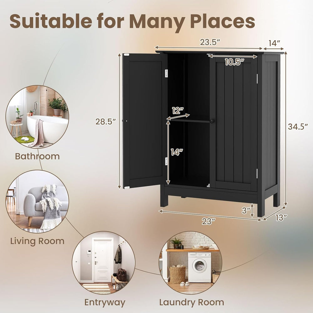 COSTWAY Bathroom Storage Cabinet, Freestanding Bathroom Organizers (Black)
