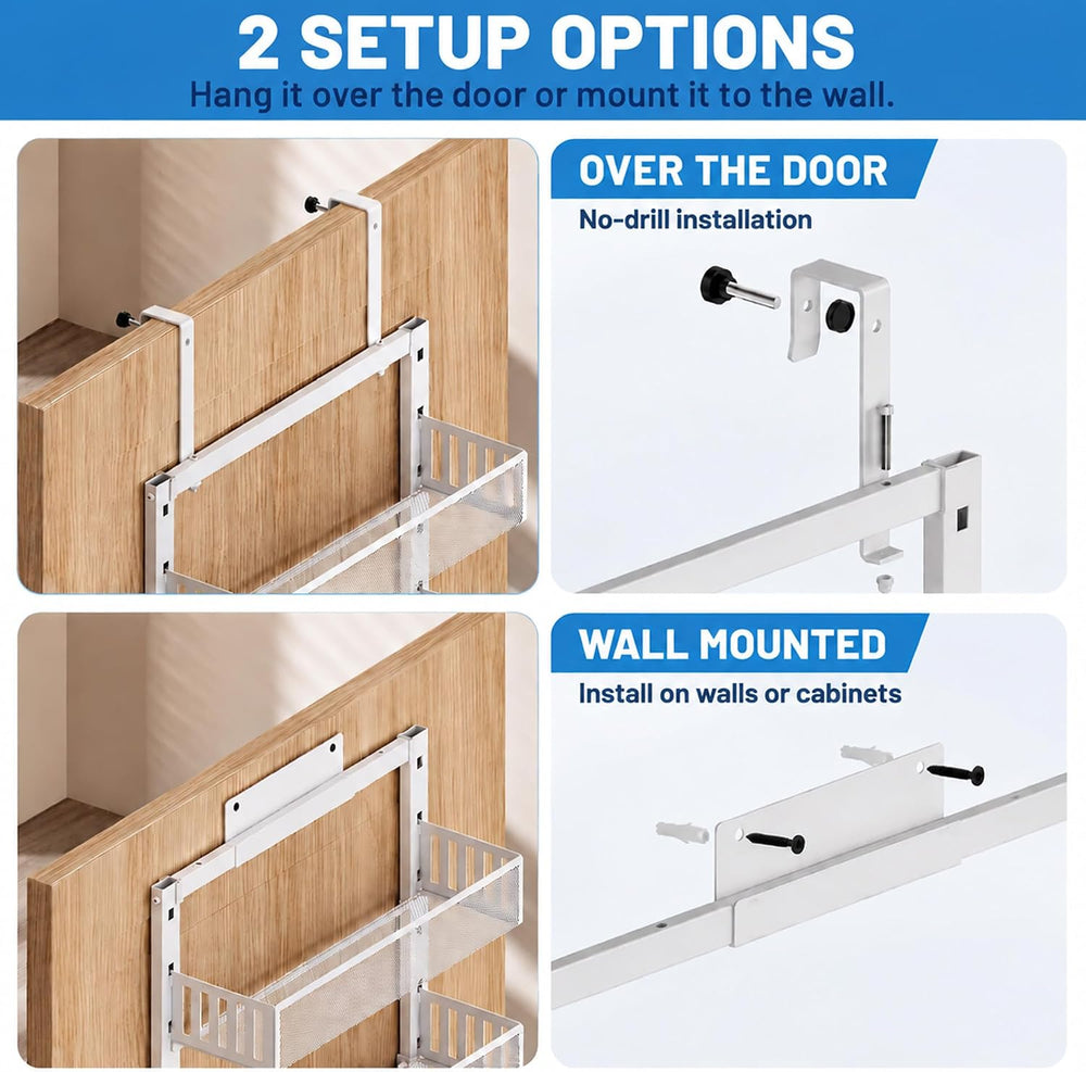 MOONEDGE 8-Tier Over the Door Pantry Organizer, Metal Door Storage Rack