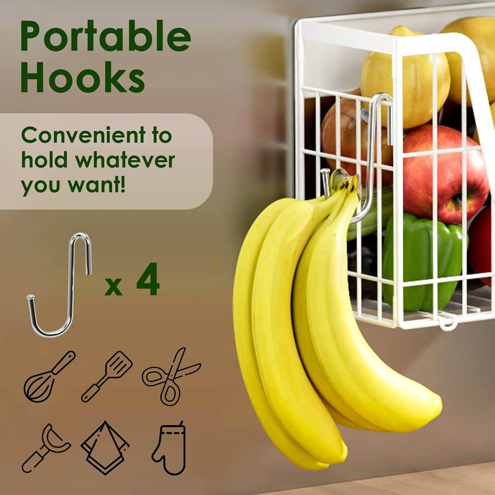 2 Set Magnetic Fridge Shelf, White Magnetic Fruit Basket for Fridge