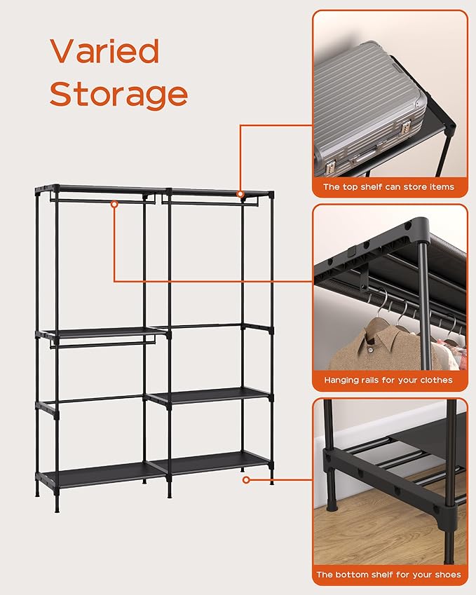 Clothes Rack, Portable Closet, 54.3 Inch Large Capacity Wardrobe Closet