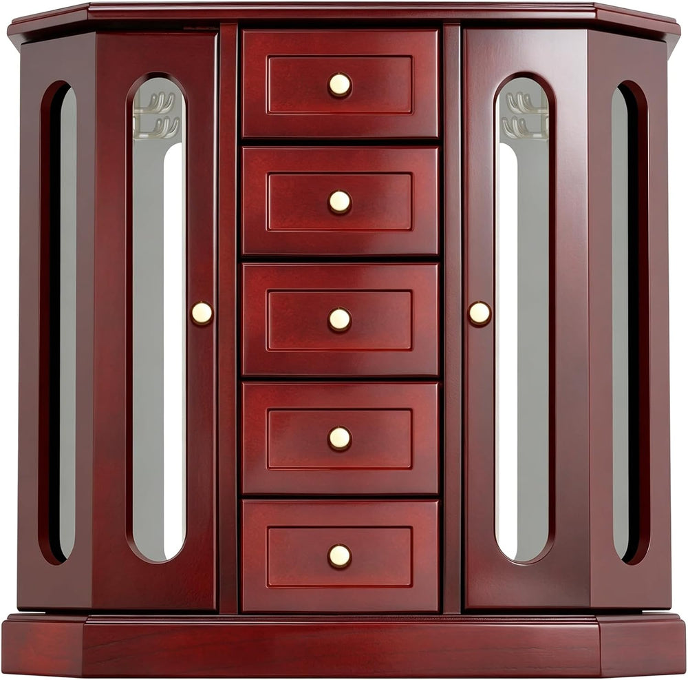 RR ROUND RICH DESIGN Vintage Jewelry Armoire with Mirror Brown