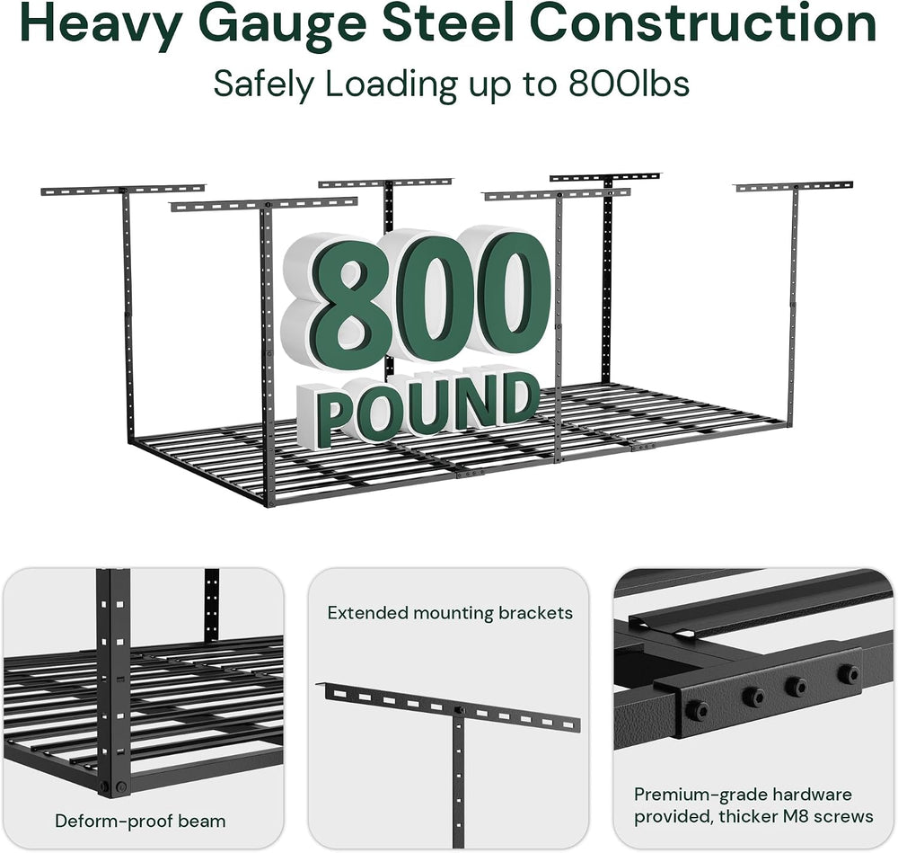SunsGrove 4x6 Overhead Garage Storage Rack Organization, Adjustable Ceiling M...