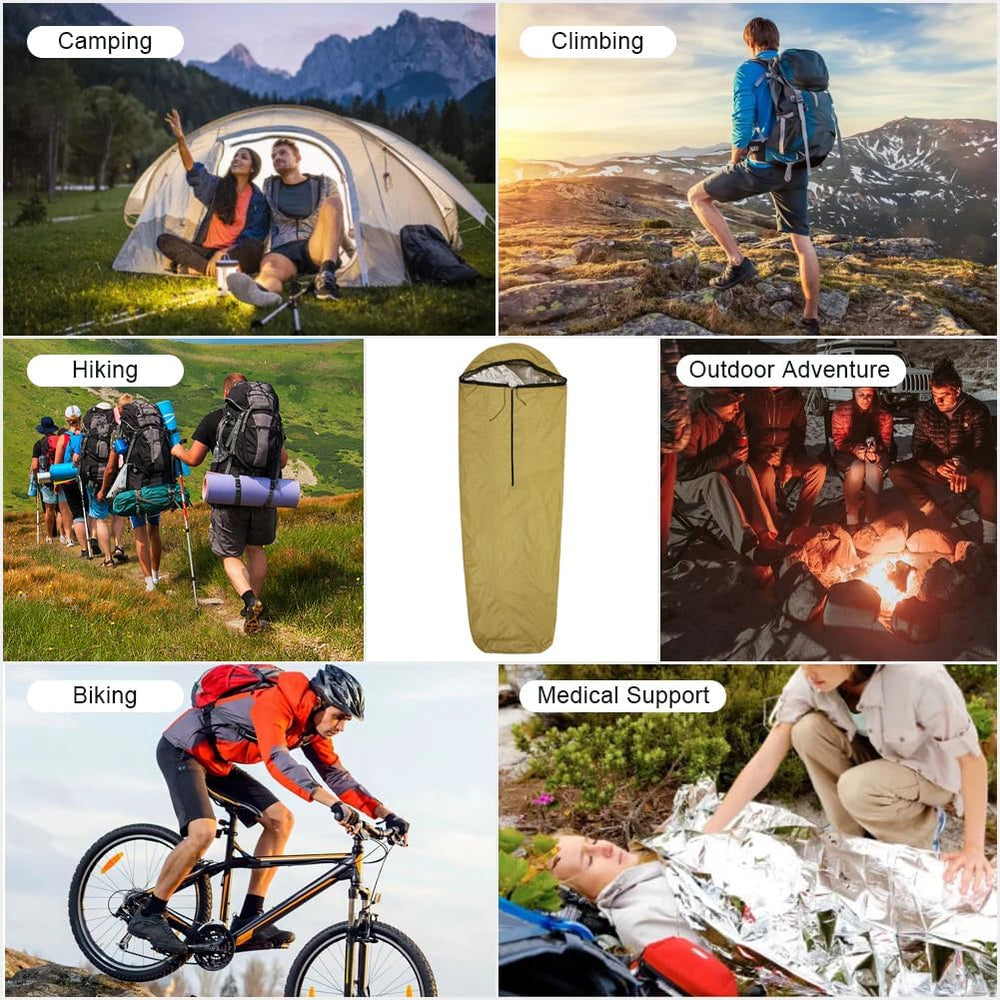 Emergency Sleeping Bag Thermal Bivvy, Lightweight Survival Sleeping Bags Ther...
