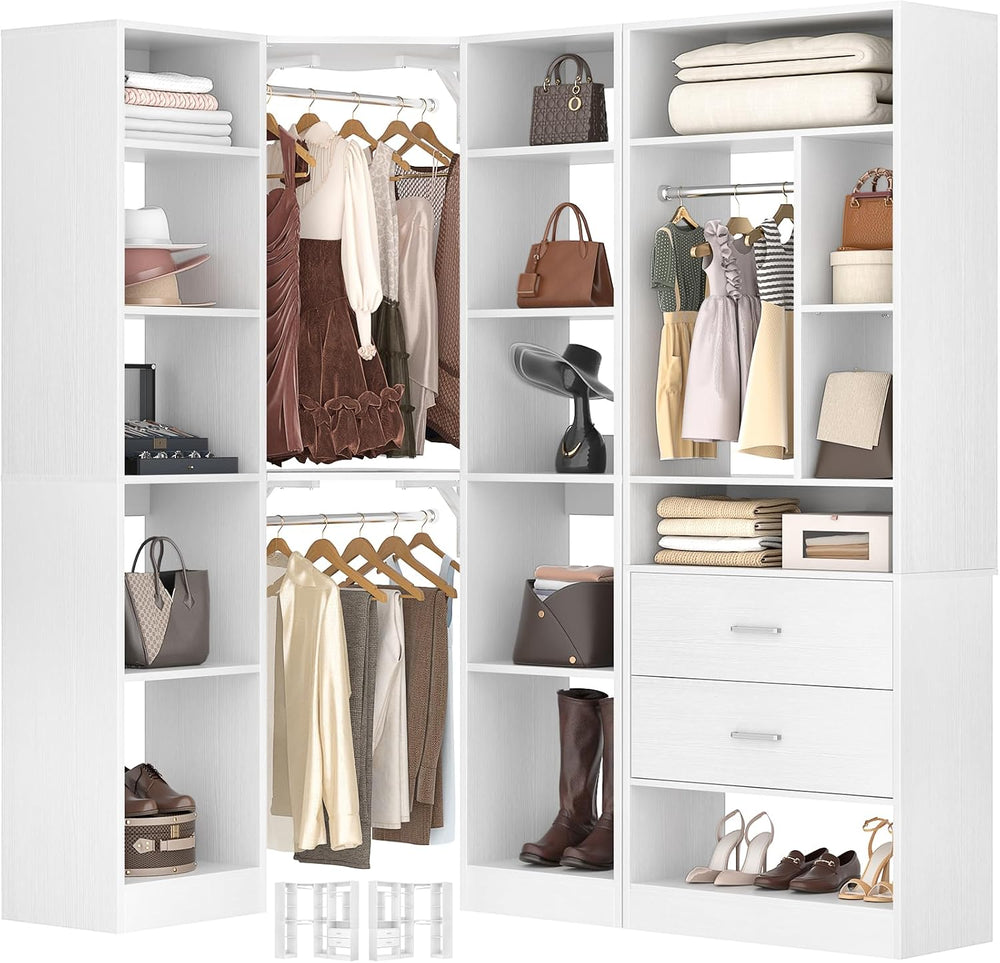 Besiost Corner Closet System with 2 Sets, 63.2" Corner Closet Organizer