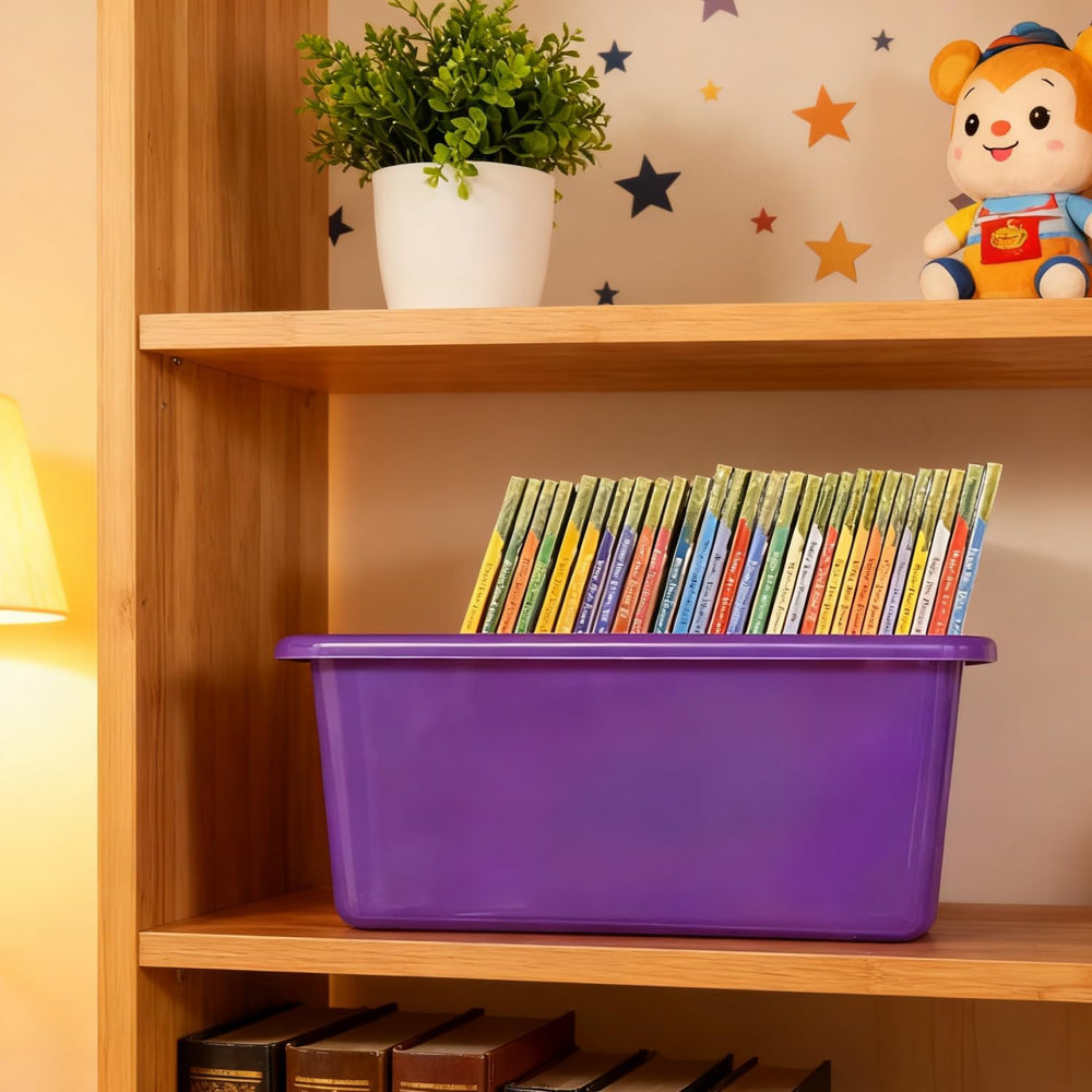 6 Pack Small Cubby Bins, Plastic Storage Containers for Classroom, Rainbow