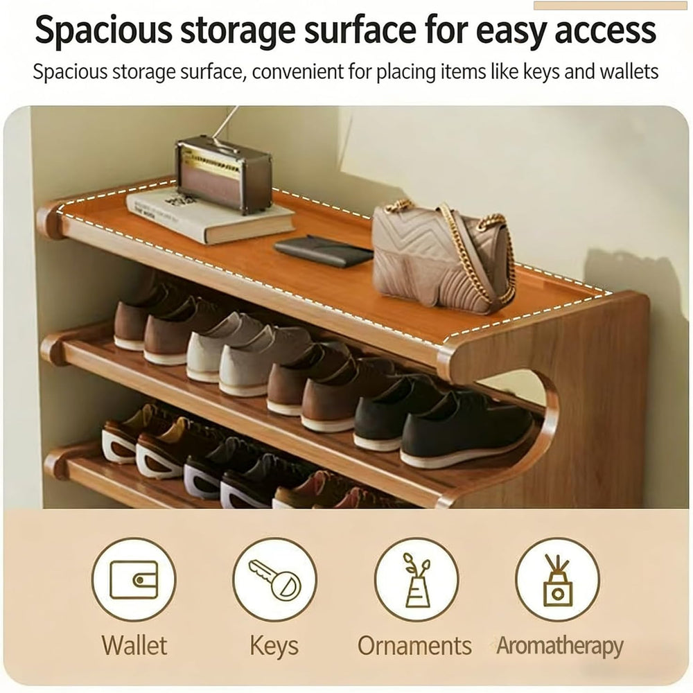 39" Bamboo Shoe Rack - Vertical Shoe Organizer Rack for Small Space, Nar...