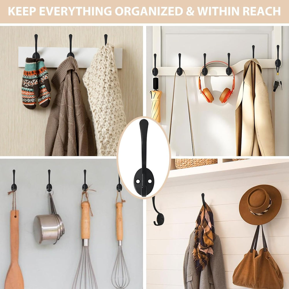 Homanu 34 Pack Coat Hooks Wall Mounted with 68 Screws, Heavy Duty Black Towel...