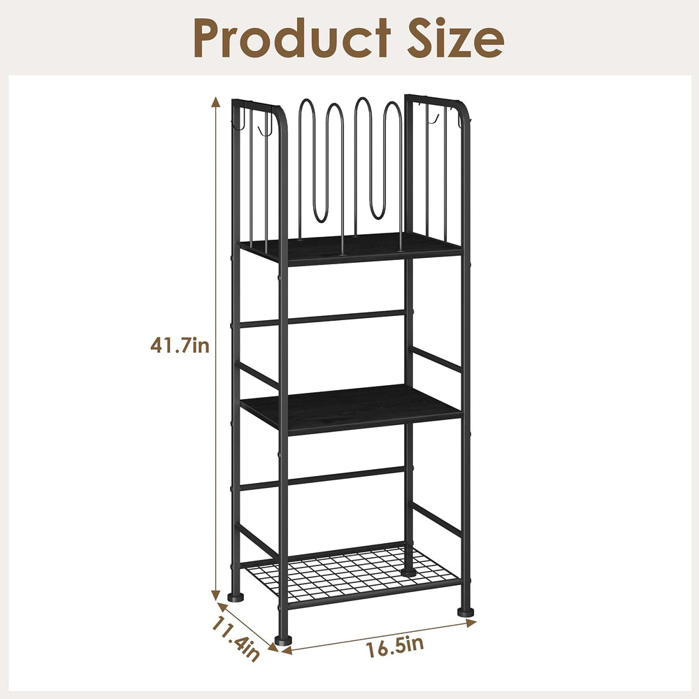 3-Tier Freestanding Cabinet Towel Rack Metal Stand, Black