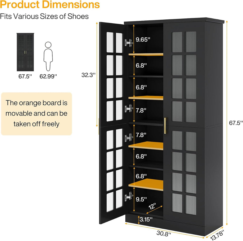 Tribesigns Tall Shoe Cabinet with Doors, 8-Tier Modern Shoe Storage Cabinet