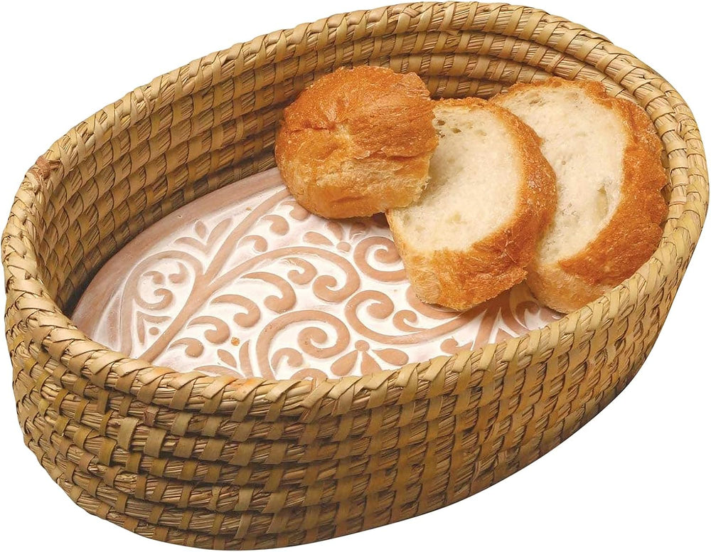 Bread Warmer Basket with Stone, Bread Basket for Serving Rolls & Sourdoug...