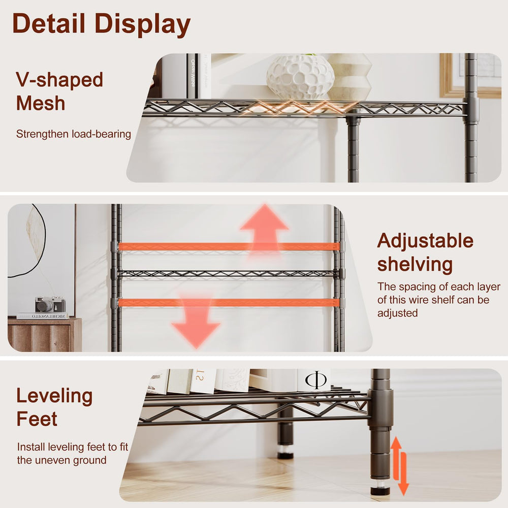 BestOffice | 4-Tier Wire Shelf | 36" x 14" x 54" | Black
