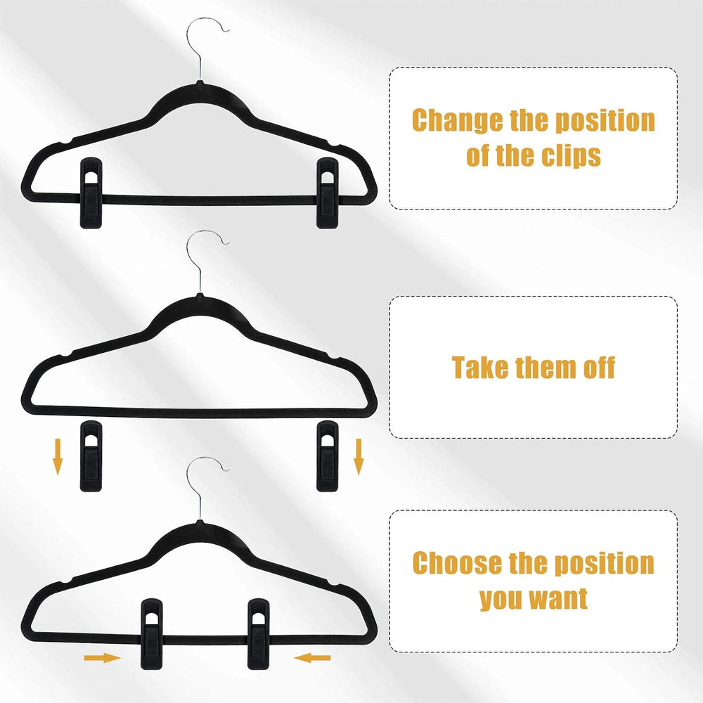 Velvet Hangers Clips Flocked Finger Clips Velvet Clothes Clips Strong Pants H...