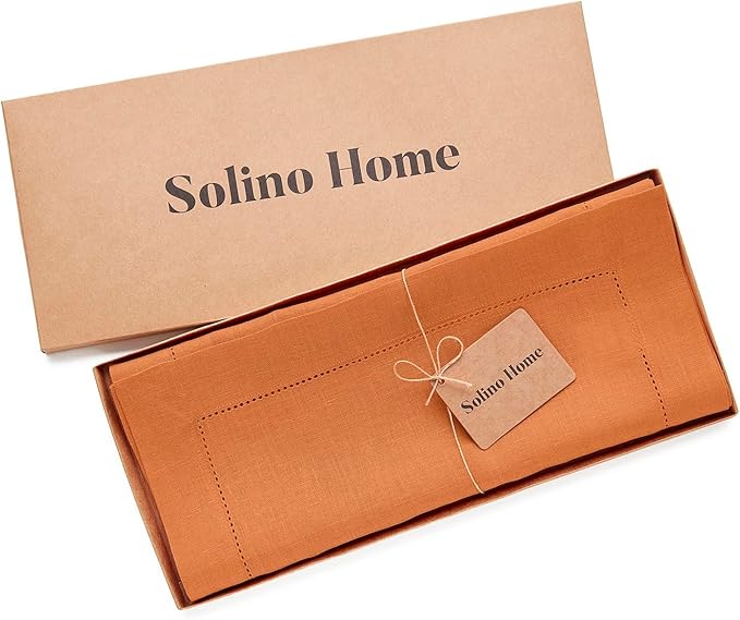 Solino Home Linen Pumpkin Table Runner 132 Inches Long - 100% Pure Linen Extr...