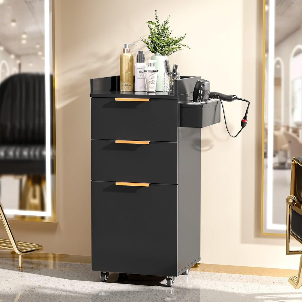 OmySalon Salon Cart with Wheels, 3-Tier Rolling Hair Styling Station, 2 Drawe...