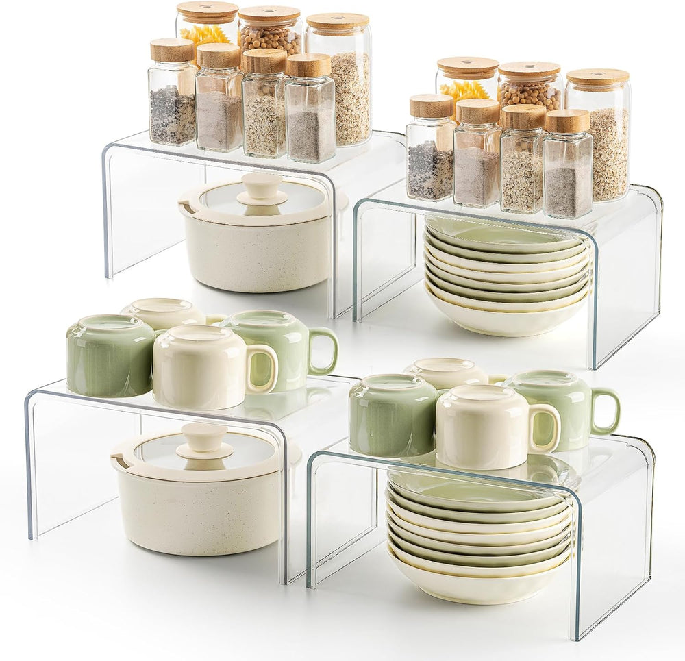Bobomoment Clear Cabinet Organizer, Stackable Shelf Organizer Set of 4