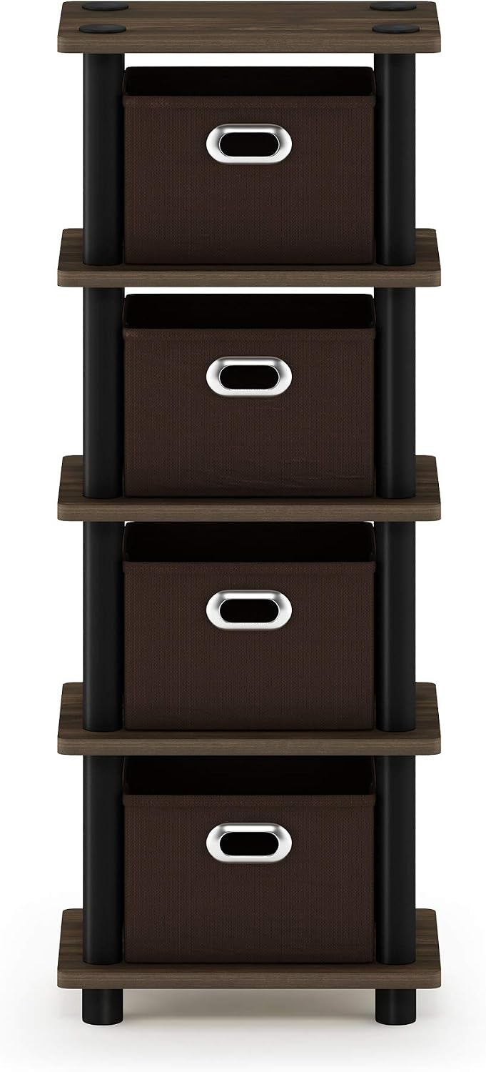 Furinno Turn-N-Tube Toolless 4-Tier Storage Shelves, Columbia Walnut