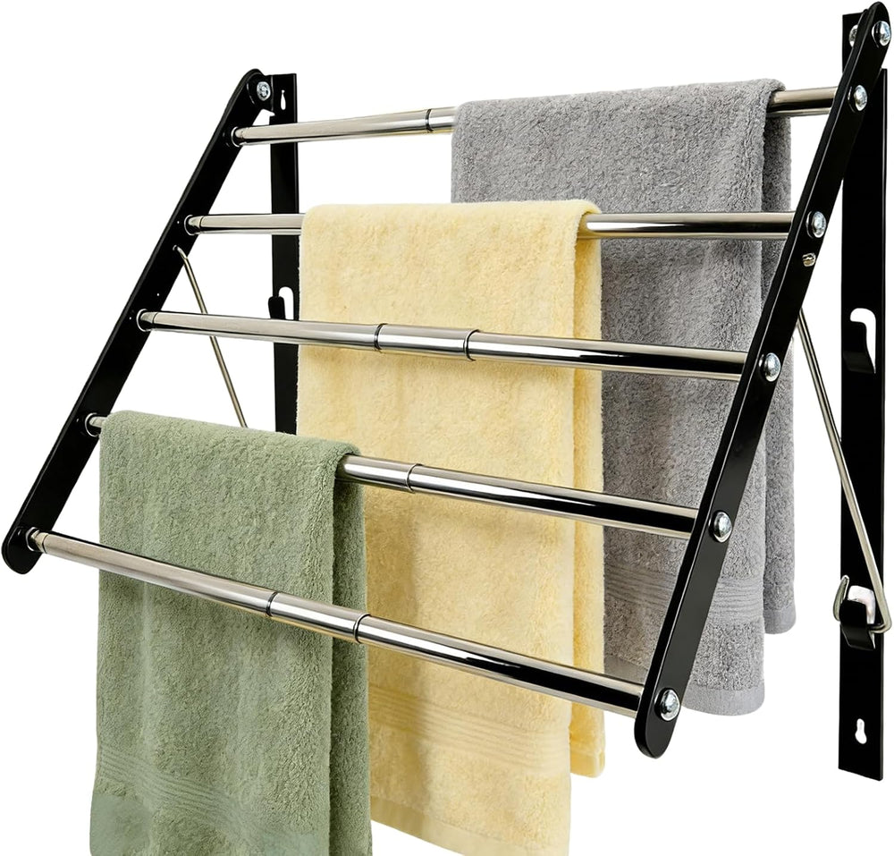 Wall Mounted Drying Rack 13-23", Retractable Space Saving, Black