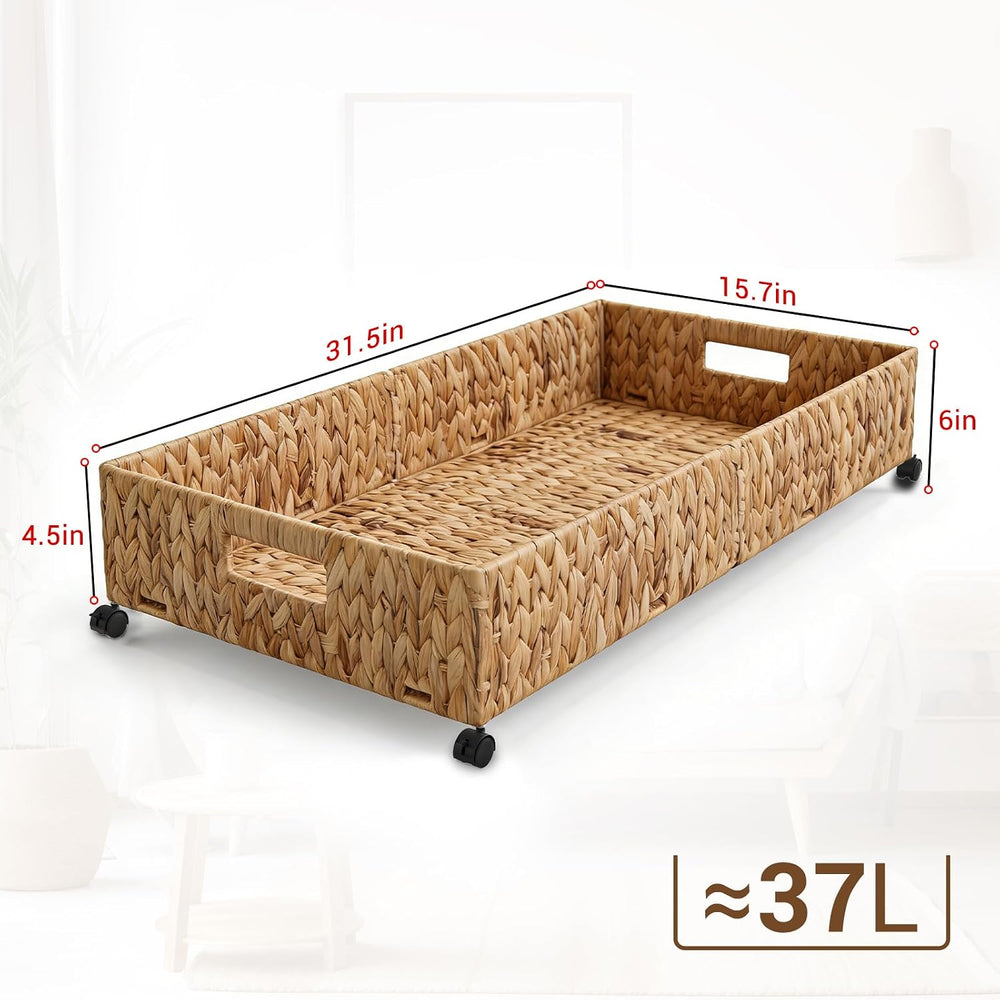 Under Bed Storage Containers with Wheels, 31.5 inch Large Capacity Handwoven ...