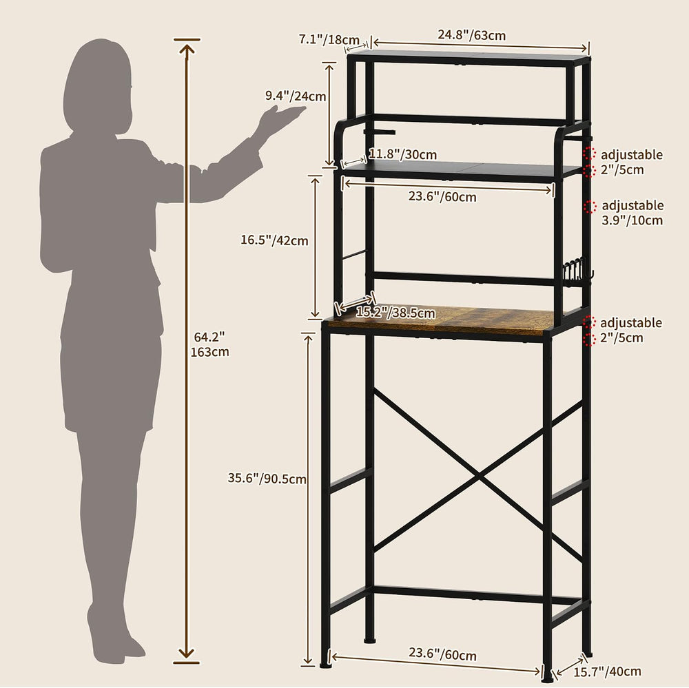 3 Tier Mini Fridge Stand Shelf with Storage for Kitchen and Dorm