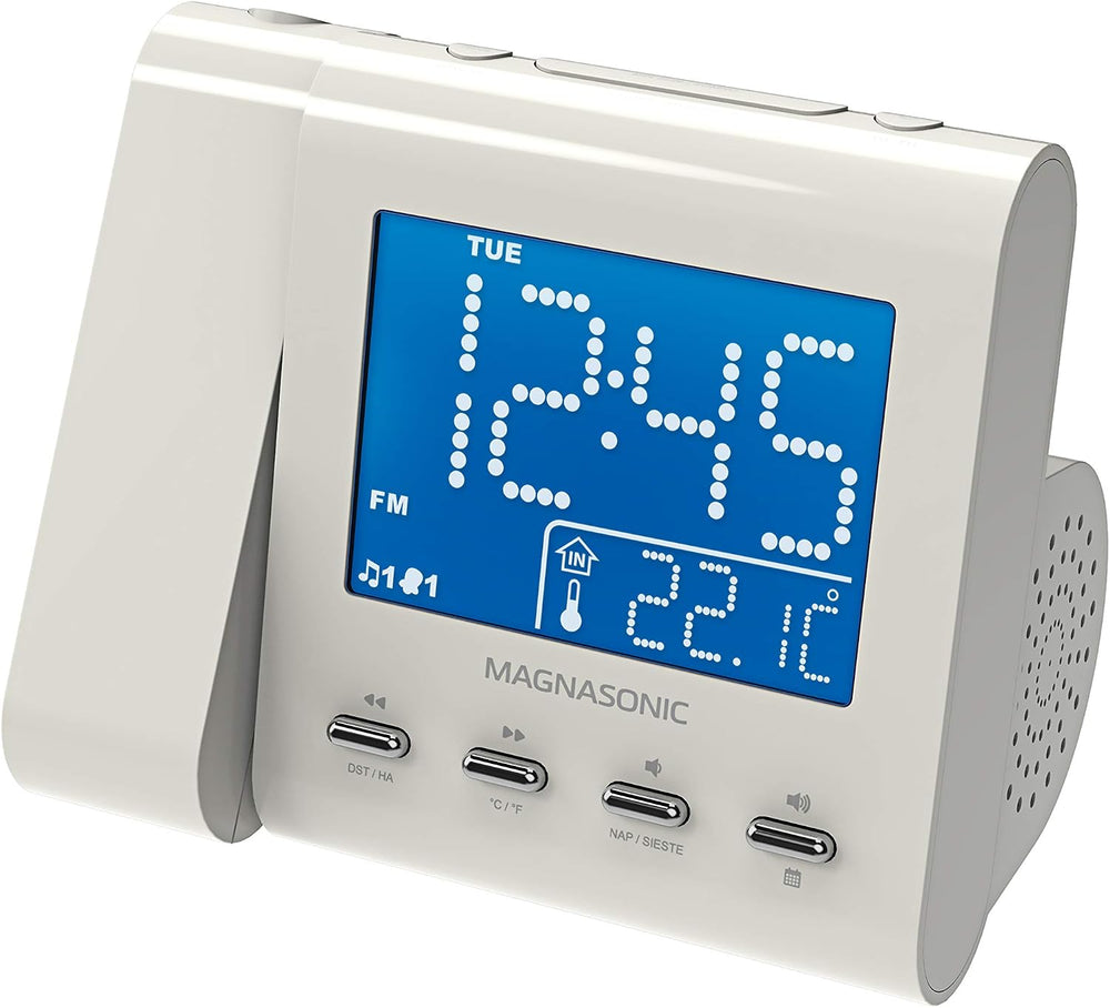 Magnasonic Projection Alarm Clock with AM/FM Radio, Battery Backup, Auto Time...
