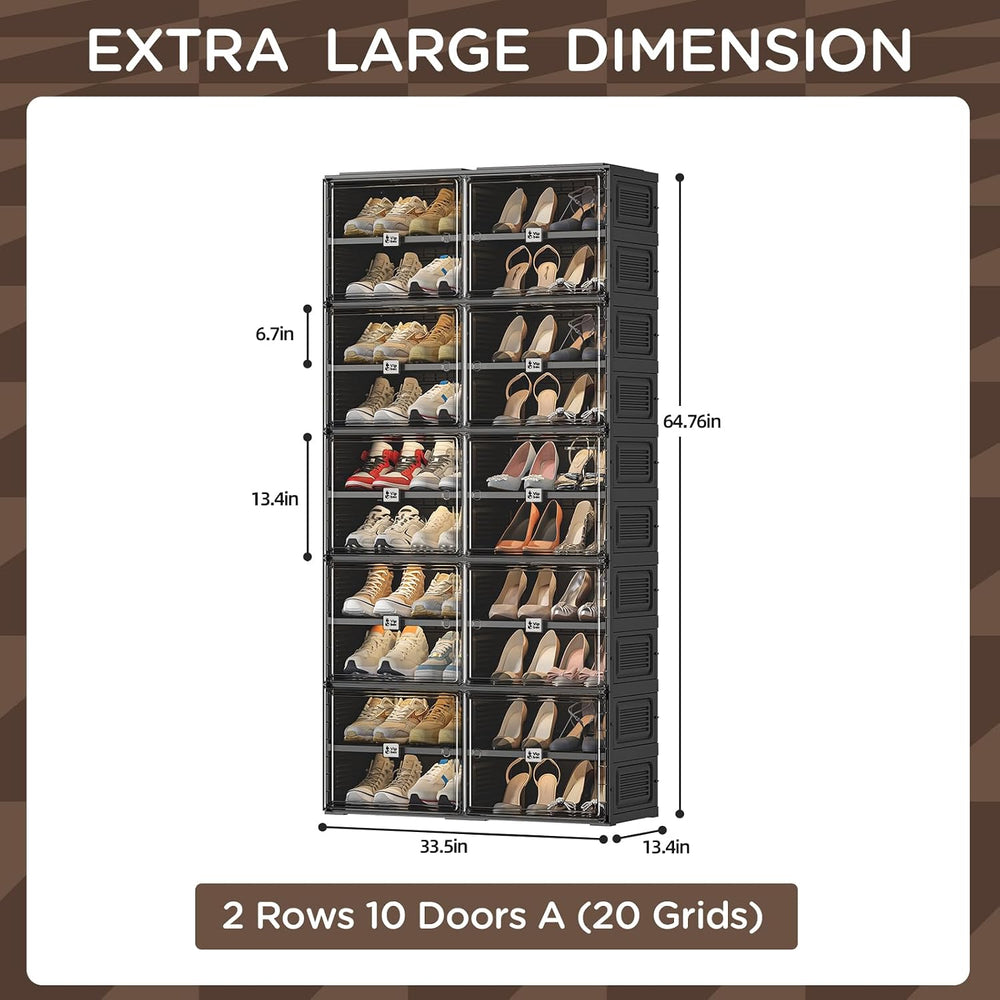 Vipbox Shoe Rack Organizer Cabinet for Closet Entryway,Clear Shoe Storage Box...