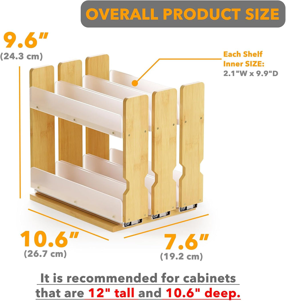 SpaceAid Bamboo Pull Out Spice Rack Organizer for Cabinet, Heavy Duty Slide O...
