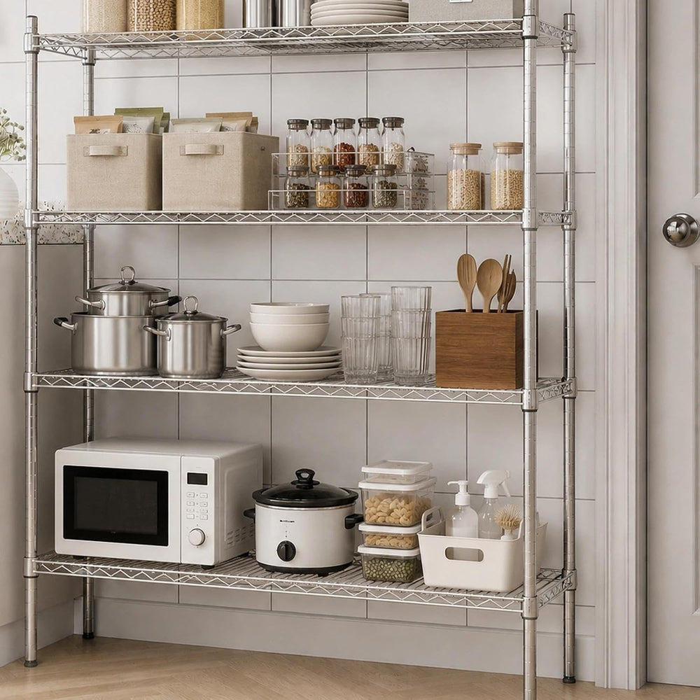 APLSS NSF 4-Tier Chrome Storage Shelves, 14"x48"x63", Dry Envi...