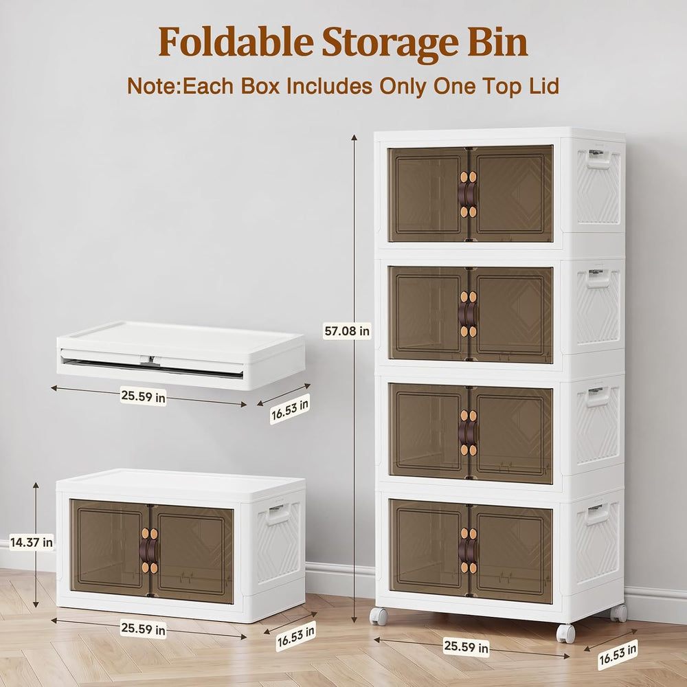 4Tier 428QT Stackable Storage Bins With Lids Closets, 4 Pack, White