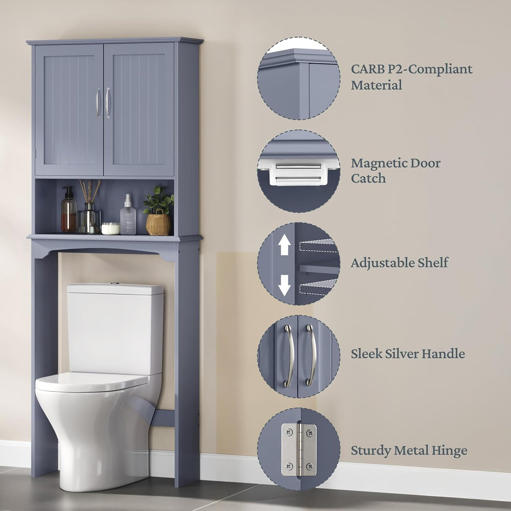 Yaheetech Over the Toilet Storage Cabinet, Bathroom Organizer, Gray, 25″W