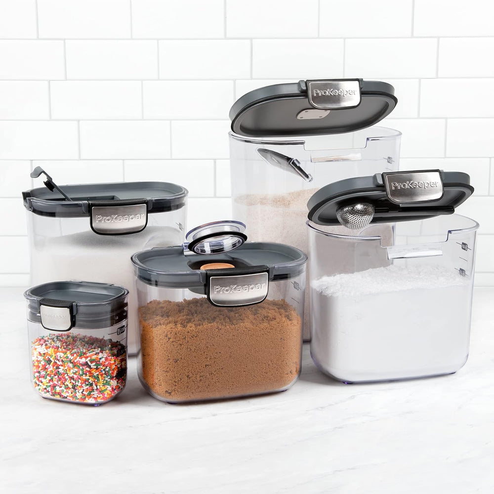 ProKeeper+ Airtight Food Storage Container Set – Clear Plastic Flour and Suga...