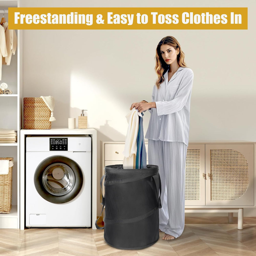 Bukere Laundry Hamper with Wheels, Extra Large 3 in 1 Pop Up Basket with Roll...