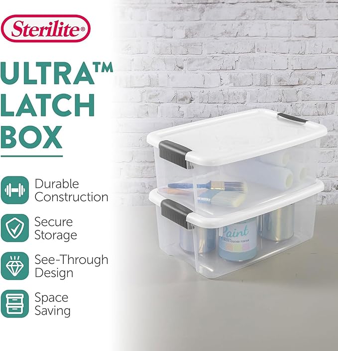 Sterilite 24-Pack Ultra Latching Box, Storage Bins