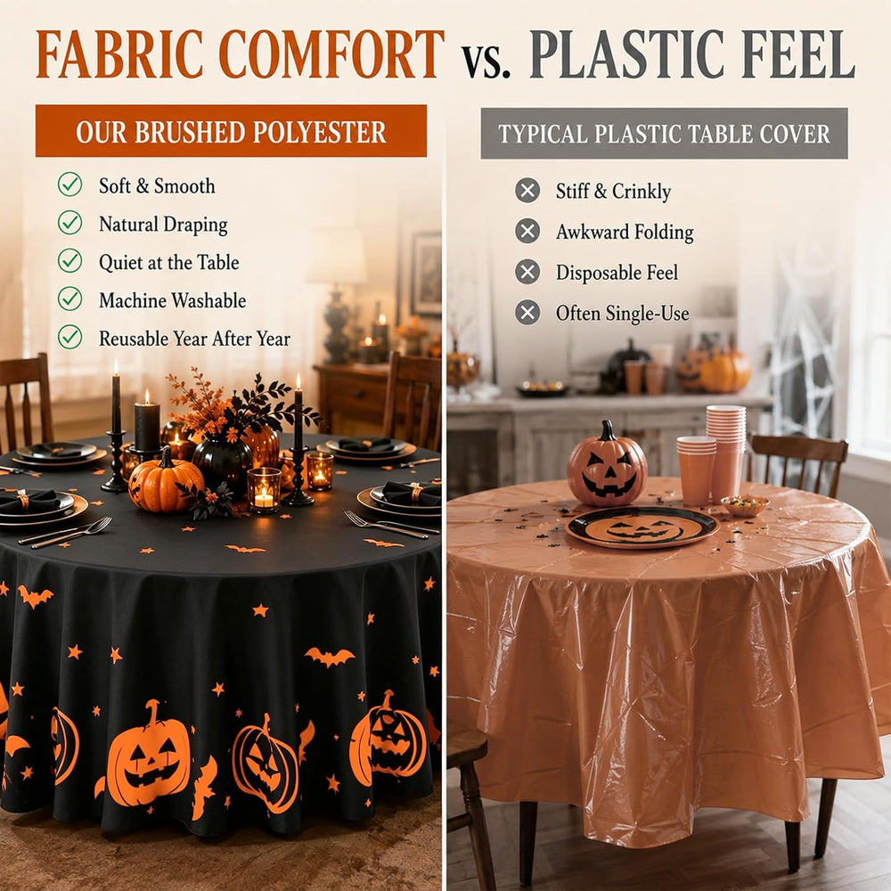 Pesonlook 6 Pack Halloween Tablecloth Round 90 Inch Pumpkin Table Cloth