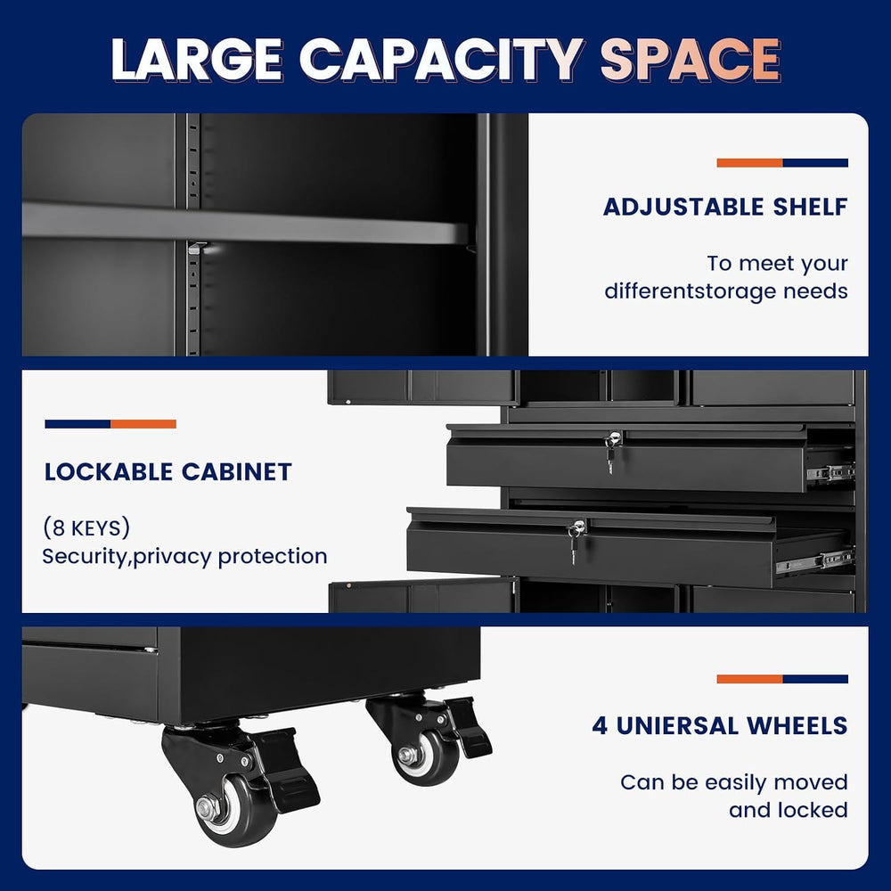 Yizosh Metal Garage Storage Cabinet with Locking Doors and Adjustable Shelves...
