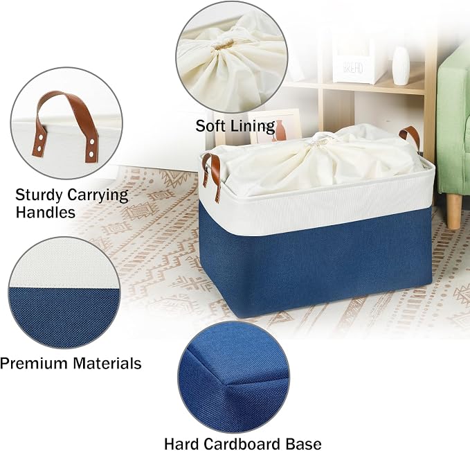 DULLEMELO 2-Pack Extra Large Blanket Basket Fabric Storage Baskets