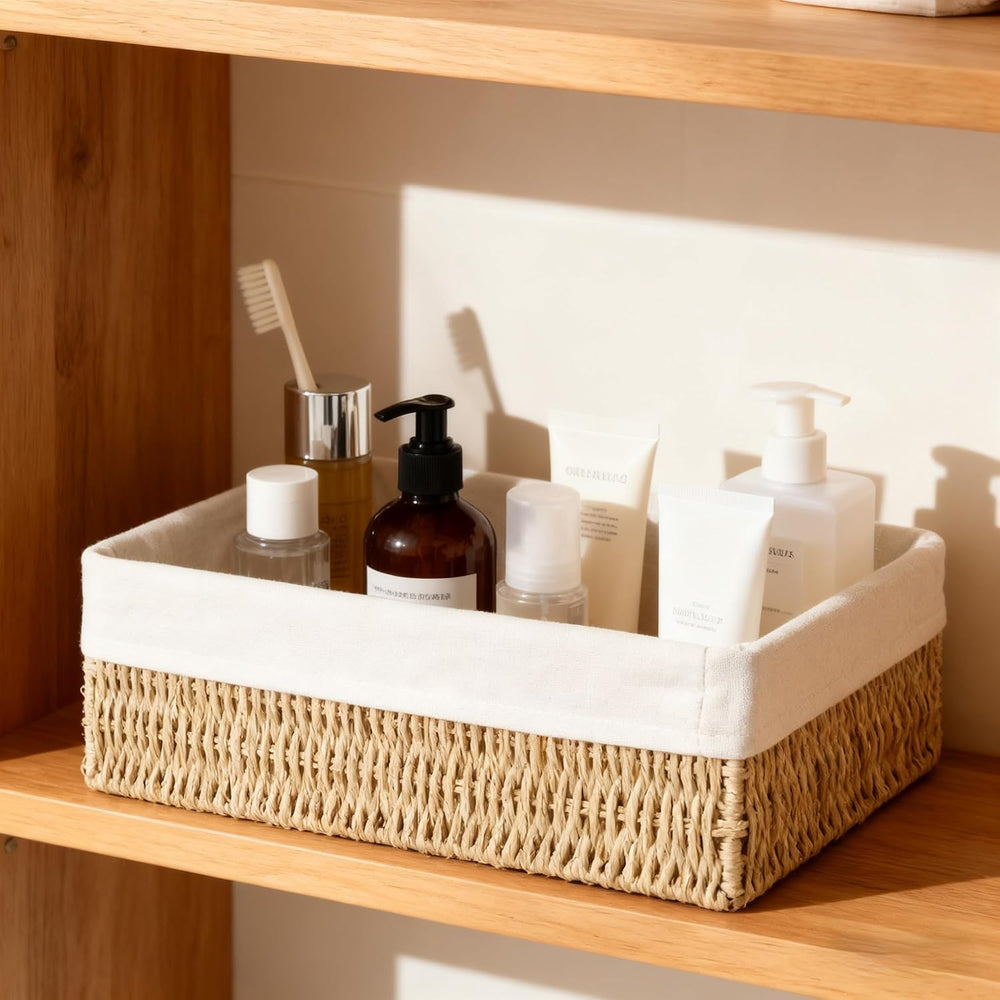 Large Woven Storage Baskets Set of 3, Shelf & Closet Bins
